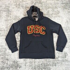 Vintage Russell USC Trojans Hoodie Men's Small Black Thrashed Distressed